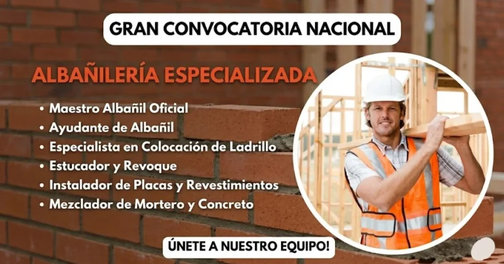 🧱 ¡TRABAJO PARA ALBAÑILES Y MAESTROS DE OBRA!🏗️